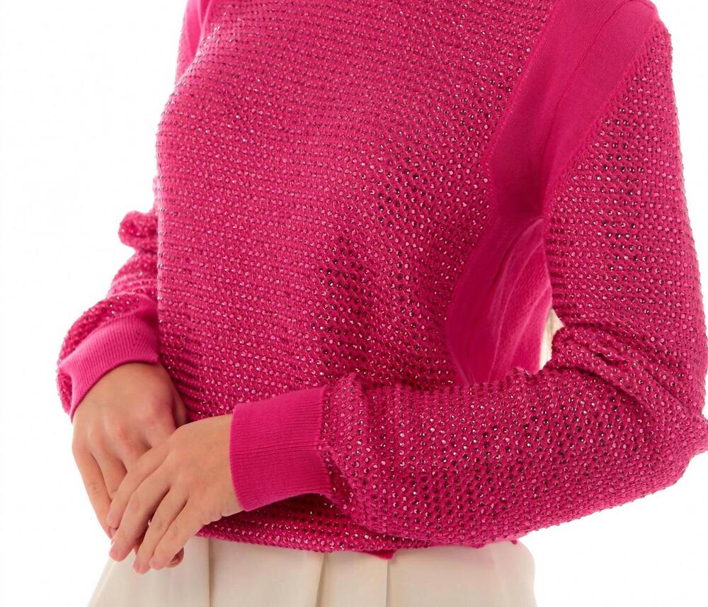NEW ODI ET AMO sparkling knit sweater in fuchsia